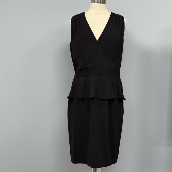 NWT Lauren Ralph Lauren Little Black Dress Women’s 14 Peplum Sheath Surplice LBD - Picture 5 of 11